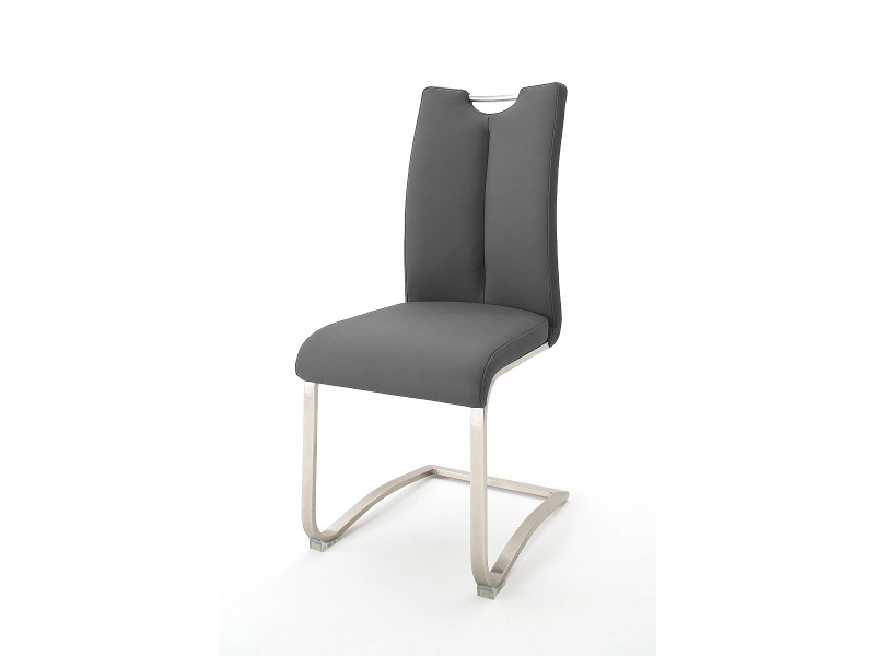 MCA Furniture Artos Schwingstuhl (2-er Set) - mit Griffloch - Bezug Echtleder grau - A2XL20_GX
