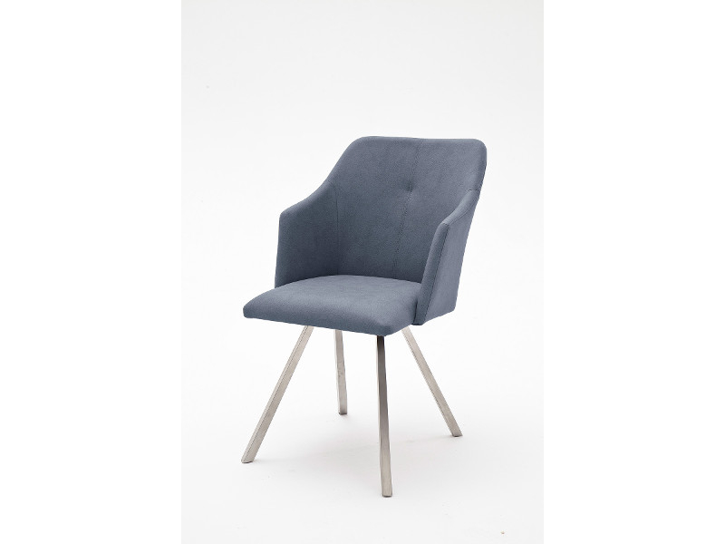MCA Furniture Madita Stuhl (2-er Set) - Ausführung B mit dem 4-Fuß-Gestell eckig - Bezug graublau - MB4E19_GB