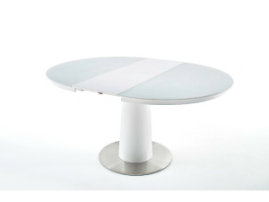 MCA Furniture Waris Säulentisch rund mit Synchronauszug weiß matt lackiert