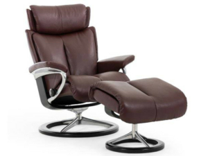 Stressless Sessel Magic mit Signature Untergestell - Größe M - mit Hocker - Bezug in Ledergruppe 2 - 1144315