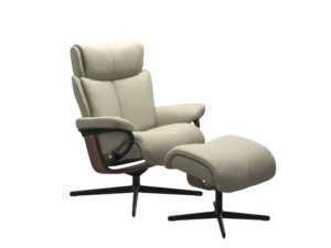 Stressless Sessel Magic mit Signature Untergestell - Größe M - mit Hocker - Bezug in Ledergruppe 2 - 1144315