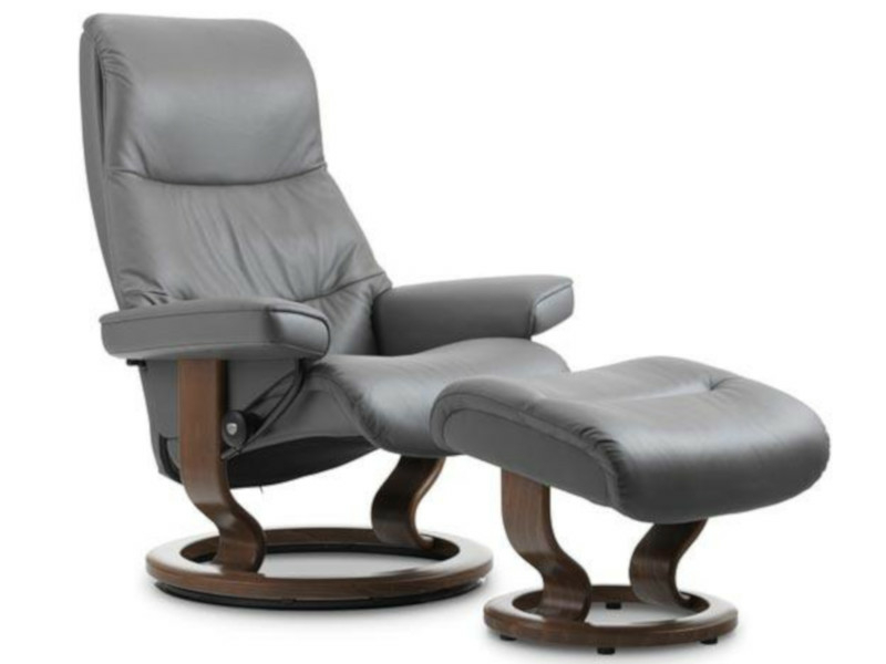 Stressless Sessel View mit Classic Untergestell - Größe M - mit Hocker - Bezug in Ledergruppe 2 - 1307015