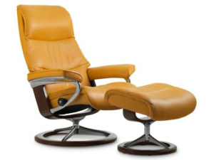 Stressless Sessel View mit Signature Untergestell - Größe M - mit Hocker - Bezug in Ledergruppe 1 - 1307315