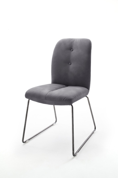 MCA Furniture Tessera Stuhl A (2-er Set) - Bezug in grau - Kufengestell Anthrazit lackiert - TESA13GX+TEGE74AN