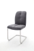 MCA Furniture Tessera Stuhl A (2-er Set) - Bezug in grau - Schwingrahmen Rundrohr Edelstahl gebürstet - TESA13GX+TEGE52EG