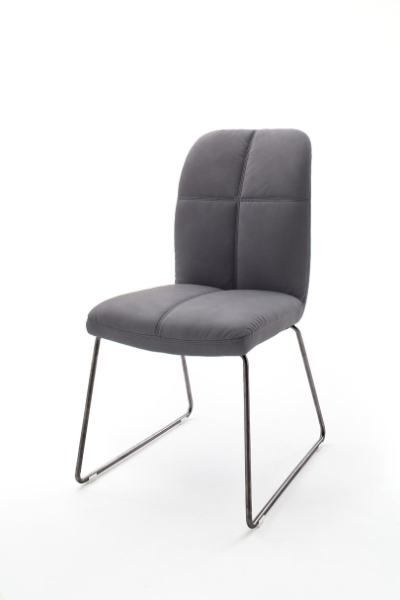 MCA Furniture Tessera Stuhl B (2-er Set) - Bezug in grau - Kufengestell Anthrazit lackiert - TESB13GX+TEGE74AN
