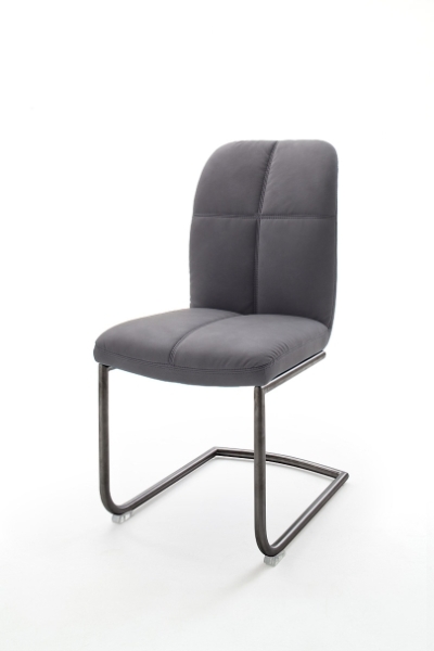 MCA Furniture Tessera Stuhl B (2-er Set) - Bezug in grau - Schwingrahmen Rundrohr Anthrazit lackiert - TESB13GX+TEGE52AN
