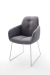 MCA Furniture Tessera Stuhl D (2-er Set) - Bezug in grau - Kufengestell Edelstahl gebürstet - TESD13GX+TEGE74EG