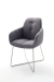 MCA Furniture Tessera Stuhl D (2-er Set) - Bezug in grau - X-Kufengestell Edelstahl gebürstet - TESD13GX+TEGE64EG