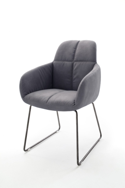 MCA Furniture Tessera Stuhl E (2-er Set) - Bezug in grau - Kufengestell Anthrazit lackiert - TESE13GX+TEGE74AN
