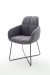 MCA Furniture Tessera Stuhl E (2-er Set) - Bezug in grau - X-Kufengestell Anthrazit lackiert - TESE13GX+TEGE64AN