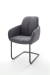 MCA Furniture Tessera Stuhl F (2-er Set) - Bezug in grau - Schwingrahmen Rundrohr Anthrazit lackiert - TESF13GX+TEGE52AN
