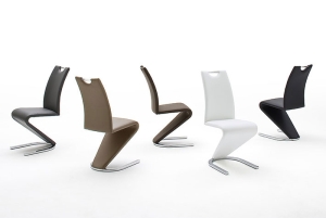 MCA Furniture Amado Schwingstuhl (2-er Set) - Bezug in Kunstleder weiß - AMADOCPW