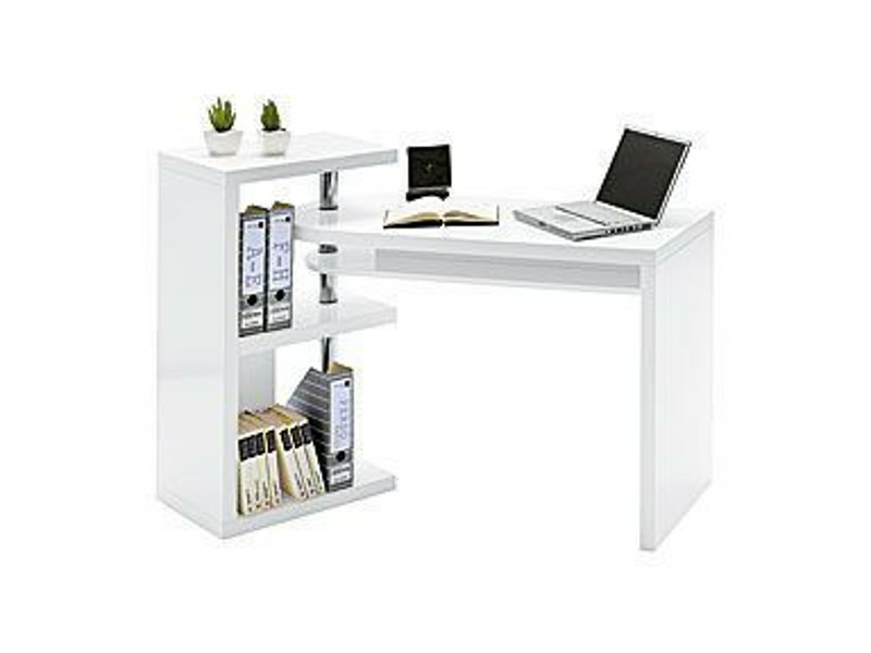 MCA Furniture Schreibtisch Mattis - Hochglanz weiß lackiert, mit Regal - 40126CW2