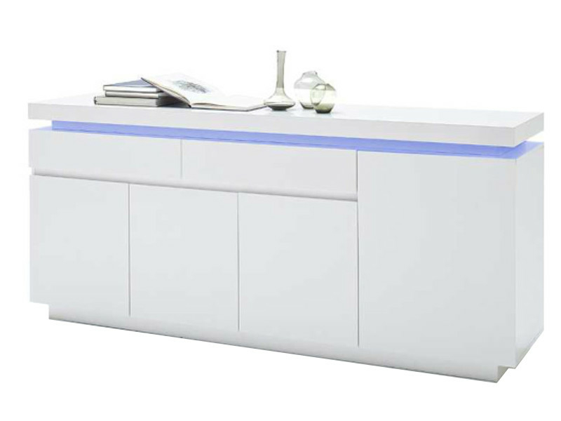 MCA Furniture Sideboard 4-türig Ocean Hochglanz weiß lackiert inkl. LED Farbwechsel Beleuchtung 48984WW8