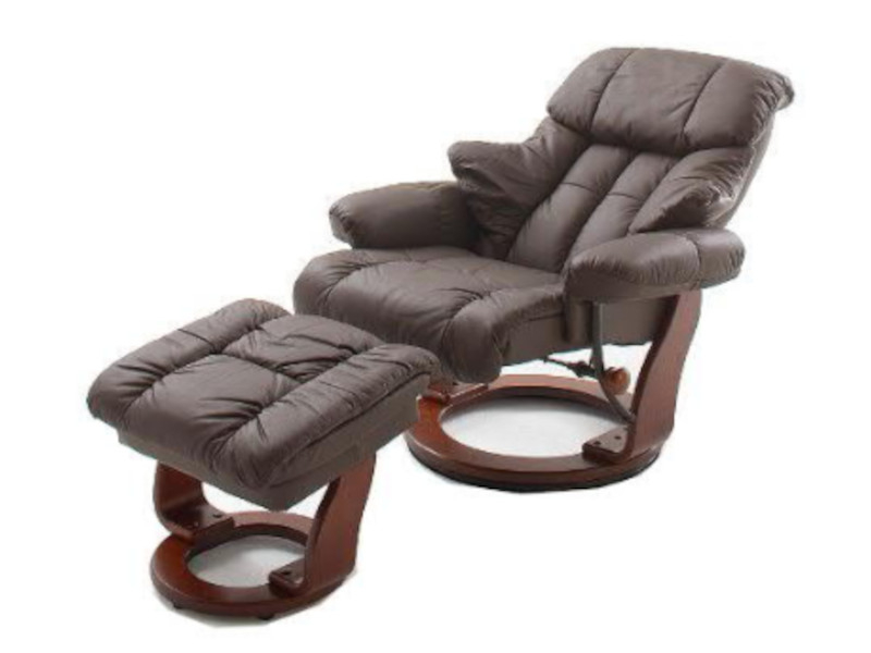 MCA Furniture Relaxsessel Calgary inkl. Hocker, Leder braun, Gestell walnussfarben - 64023BK5
