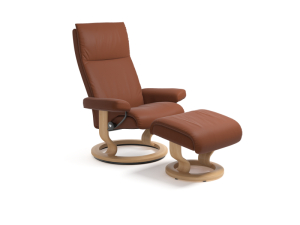 Stressless Sessel Aura mit Classic Untergestell - Größe L - mit Hocker - Bezug in Ledergruppe 2 - 1344015
