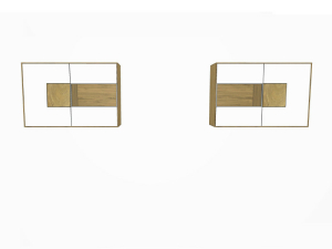 Hartmann Caya Hängelement mit 1 Tür in Mattglas mit Hirnholzscheiben, 1 Glastür in Mattglas, 1 Holzboden, 2 Holzeinlegeböden