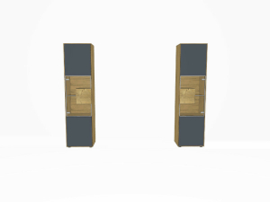 Hartmann Caya Standelement mit 2 Türen, in Mattglas, 1 Glastür mit Hirnholzblock, 1 Stauraumfach, 2 Holzböden, 2 Holzeinlegeböden, 1 Glaseinlegeboden
