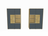 Hartmann Caya Standelement mit 1 Tür in Mattglas mit Hirnholzscheibe, 1 Glastür mit Mattglas, 4 Holzböden, 1 Holzeinlegeboden, 1 Glaseinlegeboden Hirnholzscheiben rechts in weiß - 7098W