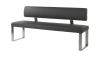 SALE - MWA aktuell Bank Milano Gestell 9 in Edelstahl Maß 160 cm Bezug Kunstleder Grey mit Kontrastnaht mit Rückenlehne ST9-160-Grey-H-R
