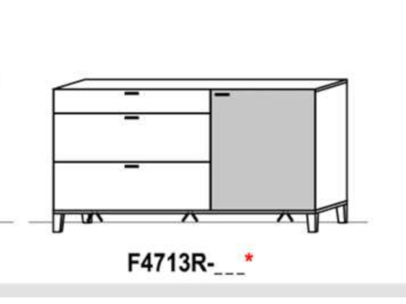 Schröder Kitzalm Living - Sideboard F4713 - Tür rechts - Akzent Keramik Iron Moos - mit Sockelbeleuchtung - F4713R-KIM+ST1680-108