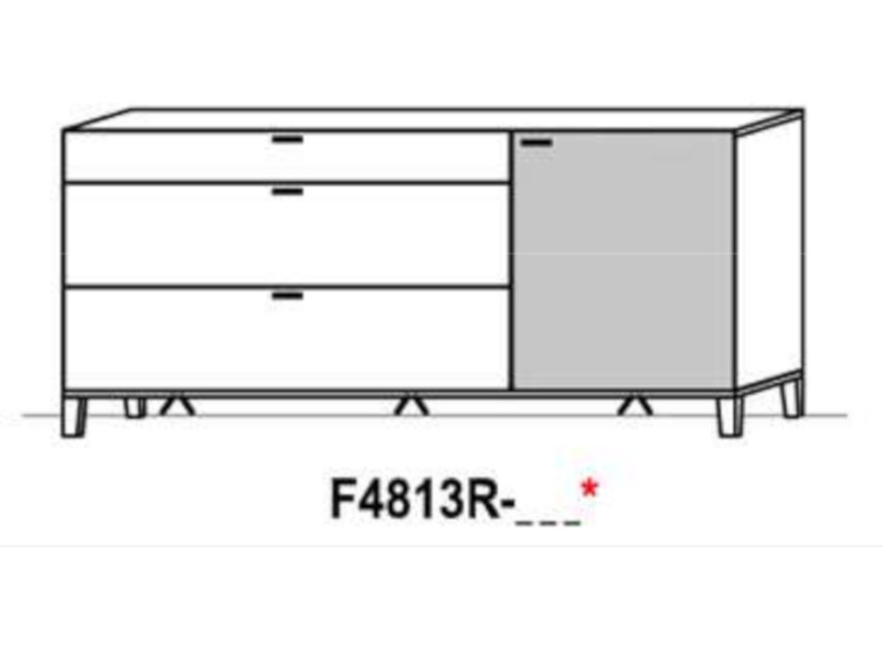Schröder Kitzalm Living - Sideboard F4813 - Tür rechts - Akzent Keramik Iron Moos - mit Sockelbeleuchtung - F4813R-KIM+ST1920-119