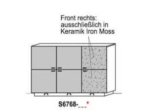 Schröder Kitzalm Living - Highboard S6768 - Akzent Keramik Iron Moos - mit Sockelbeleuchtung - S6768-KIM+ST1680-108