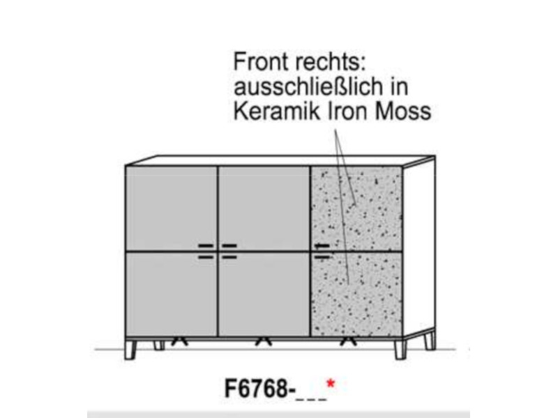 Schröder Kitzalm Living - Highboard F6768 - Akzent Keramik Iron Moos - mit Sockelbeleuchtung - F6768-KIM+ST1680-108