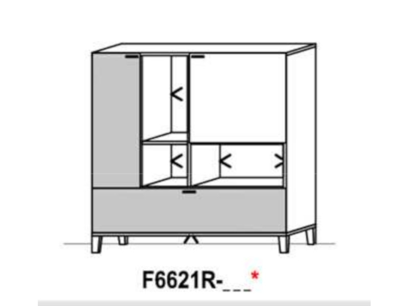 Schröder Kitzalm Living - Standelement F6621 - Tür links - Akzent Keramik Iron Moos - mit kompletter Beleuchtung - F6621R-KIM+ST1280-089+RW20-062+2xRW10-031