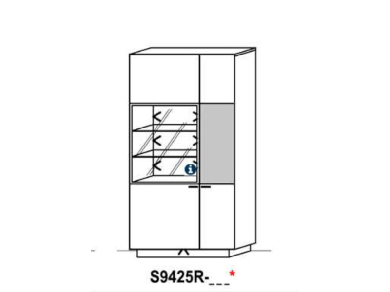 Schröder Kitzalm Living - Standelement S9425 - Tür rechts - Akzent Keramik Iron Moos - mit kompletter Beleuchtung - S9425R-KIM+ST0960-073+RW30-093