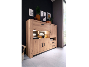 MCA Furniture Brüssel Highboard - mit kompletter Beleuchtung und Schalter - BRU1QT05+004052ZB