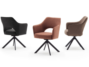MCA Furniture Tonala Drehstuhl mit Armlehnen (2er-Set) - Gestell in schwarz matt - Bezug in rostbraun - TO4S79RB