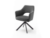 MCA Furniture Tavira Vierfußstuhl mit Armlehne (2er-Set) - Gestell in schwarz matt lackiert - Bezug in dunkelgrau - TV4S77DG