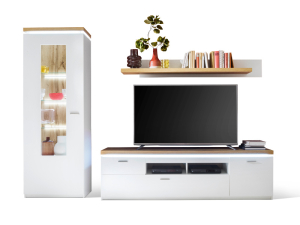 MCA Furniture Cali Wohnkombination 1 - mit kompletter Beleuchtung und Schalter - CAZ1SW01+007063ZB