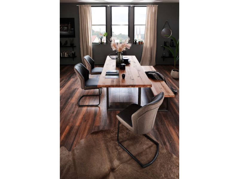 MCA Furniture Castello Bank - Maße in 220 cm - Gestell in Stahl anthrazit lackiert - Holz in Eiche verwittert lackiert - C2B220EV