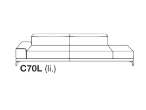 Sofa 2-sitzig mit Abschlusshocker,Armlehne links - C70L