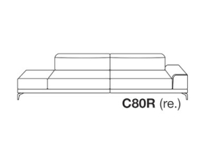 Sofa 2-sitzig mit Abschlusshocker,Armlehne rechts - C80R