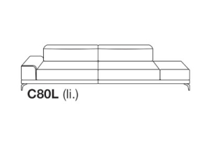 Sofa 2-sitzig mit Abschlusshocker,Armlehne links - C80L