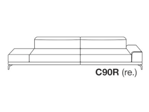 Sofa 3-sitzig mit Abschlusshocker,Armlehne rechts - C90R