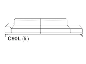 Sofa 3-sitzig mit Abschlusshocker,Armlehne links - C90L