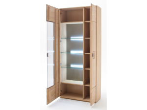 MCA Furniture Bologna Kombi-Vitrine T12 Eiche Bianco teilmassiv - mit Beleuchtung und Schalter - BOL11T12+005063ZB