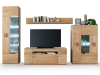 MCA Furniture Bologna Wohnkombination 1 Eiche Bianco teilmassiv - mit Beleuchtung und Funkfernbedienung - BOL11W01+005064ZB+05084ZB+005091ZB