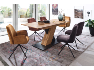 MCA Furniture Ottawa 4-Fuß-Stuhl (2-er Set) - mit Drehfunktion - Bezug in olive - OT2S47OL