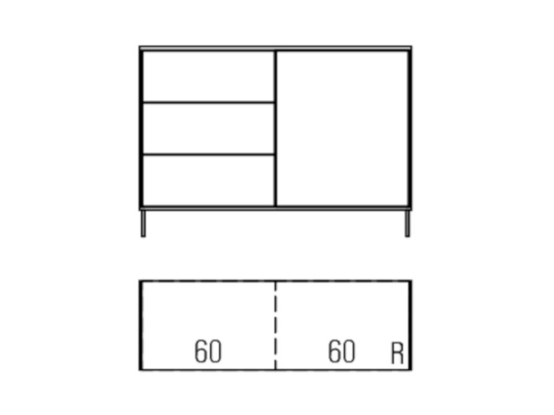 Musterring Kara-Frame Sideboard - Type standard - Breite 137,2 cm - Tiefe 39,9 cm - Fronten PG2 - Korpushülle/Korpus PG2 - 73917