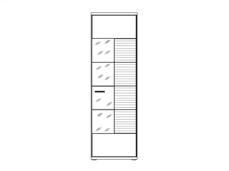 Musterring Portland Schrank - Eiche massiv bianco geölt - Absetzungen gehobelt - mit Glasrückwand - mit Rückwand-Beleuchtung - 179305+195187+195478+101001