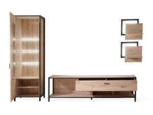 MCA Furniture Algarve Wohnkombination 2 - mit Beleuchtung und Schalter - ALG1QW02+007063ZB+027031ZB