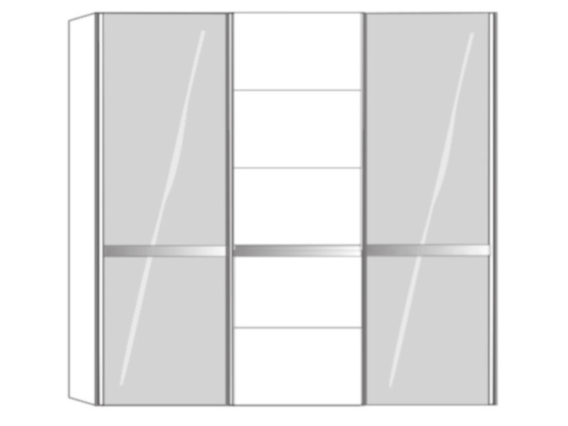 Musterring Savona 2.0 Schwebetürenschrank 3-türig - Breite 250 cm - Glastüren außen - Höhe 217 cm - mit 2er-Set Selbsteinzug für Außentüren - mit Selbsteinzug für Mitteltür - mit Kollisionsdämpfer - mit Passepartoutrahmen - 790+365+363+370+861