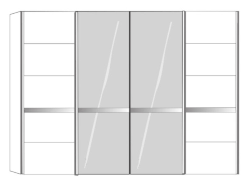 Musterring Savona 2.0 Schwebetürenschrank 4-türig - Breite 330 cm - 2 Glastüren mittig - Höhe 217 cm - mit 2er-Set Selbsteinzug für Außentüren - mit Selbsteinzug für Mitteltür - mit Kollisionsdämpfer - 799+365+364+370