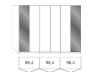 Musterring San Diego Drehtürenschrank - Korpus Alpinweiß - Höhe 236 cm - 6 türig - Glas weiß, außen Glas Kieselgrau - mit Passepartoutrahmen - 301-687+925
